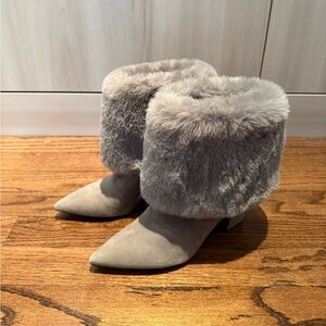 Gray Fur-Trimmed Women's Boots